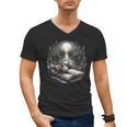 Duck Reading Book Full Moon Lake Scenery Men's V-Neck T-Shirt