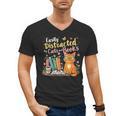 Easily Distracted By Cats And Books Book & Cat Lover Men's V-Neck T-Shirt
