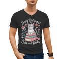 Easily Distracted By Cats And Books Reading Men's V-Neck T-Shirt