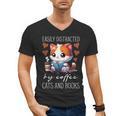 Easily Distracted By Coffee Cats And Books Men's V-Neck T-Shirt