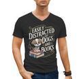 Easily Distracted By Dogs And Books Reader Animal Dog Men's V-Neck T-Shirt Easily Distracted By Dogs And Books Reader Animal Dog Men's V-Neck T-Shirt