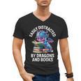 Easily Distracted By Dragons And Books Men's V-Neck T-Shirt