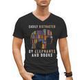 Easily Distracted By Elephants And Books Elephant Men's V-Neck T-Shirt