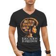 Education Is Freedom Afro Woman Book Illustration Men's V-Neck T-Shirt Education Is Freedom Afro Woman Book Illustration Men's V-Neck T-Shirt
