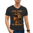 Education Is Freedom Teacher Book Black History Month Men's V-Neck T-Shirt Education Is Freedom Teacher Book Black History Month Men's V-Neck T-Shirt