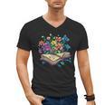 Enchanted Open Book With Blooming Flowers Men's V-Neck T-Shirt