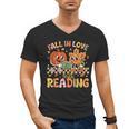 Fall In Love With Reading Autumn Pumpkin Teacher Book Lover Men's V-Neck T-Shirt