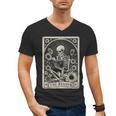 Floral The Reader Tarot Card Skeleton Reading Book Men's V-Neck T-Shirt