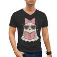 Ghost Reading Book Halloween Cat Lover Men's V-Neck T-Shirt Ghost Reading Book Halloween Cat Lover Men's V-Neck T-Shirt