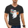 Ghost Reading Books Halloween Library Men's V-Neck T-Shirt