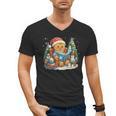 Gingerbread Reading Book Lovers Christmas Bookworm Librarian Men's V-Neck T-Shirt