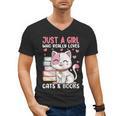 Girl Who Loves Cats And Books Cute Men's V-Neck T-Shirt