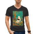 Groovy Ghost Reading Book Cat Halloween Ghost Teacher Men's V-Neck T-Shirt