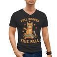 Halloween Fully Booked This Fall Book Ginger Cat Reading Men's V-Neck T-Shirt