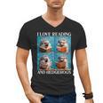 Hedgehog Love Reading And Hedgehogs Child Book Lover Men's V-Neck T-Shirt Hedgehog Love Reading And Hedgehogs Child Book Lover Men's V-Neck T-Shirt