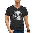 Hedgehog Reading Book Full Moon Lake Scenery Men's V-Neck T-Shirt