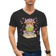 Highland Cow Reading Book Floral Bookworm Men's V-Neck T-Shirt