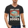 Just A Boy Who Loves Books Reading Bookworm Boys Kids Men's V-Neck T-Shirt