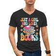 Just A Girl Who Loves Books Reading Cute Bookworm Girls Kids Men's V-Neck T-Shirt