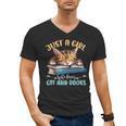 Just a Girl Who Loves Cats And Books Kitties Pet Art Lover Men's V-Neck T-Shirt