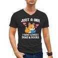 Just A Girl Who Loves Dogs And Books Reading Dog Puppy Lover Men's V-Neck T-Shirt Just A Girl Who Loves Dogs And Books Reading Dog Puppy Lover Men's V-Neck T-Shirt