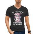 Just a Girl Who Loves Unicorns & Books Bookish Unicorn Love Men's V-Neck T-Shirt