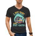 I Just Want To Read Books And Pet Cats Cat Book Lovers Men's V-Neck T-Shirt I Just Want To Read Books And Pet Cats Cat Book Lovers Men's V-Neck T-Shirt