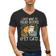 I Just Want To Read Books And Pet Cats Introvert Men's V-Neck T-Shirt