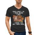 Knitting Reading Books Drinking Tea Knitter Knit Men's V-Neck T-Shirt Knitting Reading Books Drinking Tea Knitter Knit Men's V-Neck T-Shirt