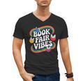 Library Book Fair Vibe Groovy Retro School Reading Nostalgic Men's V-Neck T-Shirt