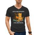Life Is Better With Cats And Books Cute Cat Lover Men's V-Neck T-Shirt Life Is Better With Cats And Books Cute Cat Lover Men's V-Neck T-Shirt