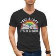 Take a Look It's In a Book Reading Vintage Retro Rainbow Men's V-Neck T-Shirt