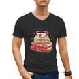 Love Book Coffee Heart Coquette Bow Valentines Day Men's V-Neck T-Shirt