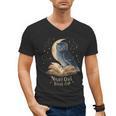 Night Owl Book Club Crescent Moon Late Night Reading Men's V-Neck T-Shirt Night Owl Book Club Crescent Moon Late Night Reading Men's V-Neck T-Shirt