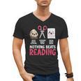 Nothing Beats Reading Rock Paper Scissors Book Lover Library Men's V-Neck T-Shirt