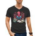 Octopus Reading Book Coffee Lover Bookaholic Bookworm Reader Men's V-Neck T-Shirt