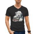 Old English Sheepdog Books Reading Dog Breed Graphic Men's V-Neck T-Shirt Old English Sheepdog Books Reading Dog Breed Graphic Men's V-Neck T-Shirt