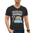 Orange Cat Reading Book 67 Six Seven Meme Men's V-Neck T-Shirt