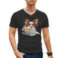 Papillon Books Reading Dog Breed Graphic For Men Women Kids Men's V-Neck T-Shirt