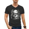 Rabbit Reading Book Full Moon Lake Scenery Men's V-Neck T-Shirt Rabbit Reading Book Full Moon Lake Scenery Men's V-Neck T-Shirt