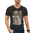 Raccoon Books Reading Flowers Men's V-Neck T-Shirt Raccoon Books Reading Flowers Men's V-Neck T-Shirt