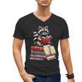 Raccoon Reading Books Matching Bookworm Readers Librarian Men's V-Neck T-Shirt Raccoon Reading Books Matching Bookworm Readers Librarian Men's V-Neck T-Shirt
