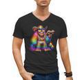 Rainbow Pride Bigfoot Reading Book With Heart Glasses Men's V-Neck T-Shirt