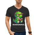 Readasaurus Reading Dinosaur Book Reader Bookworm Men's V-Neck T-Shirt