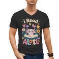 Reading Axolotl Book Lover Wildflowers Men's V-Neck T-Shirt Reading Axolotl Book Lover Wildflowers Men's V-Neck T-Shirt