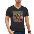 Reading Colors Our World Books Lover Men's V-Neck T-Shirt Reading Colors Our World Books Lover Men's V-Neck T-Shirt