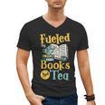 Reading Hobby Bookshelves Library Fueled By Books And Tea Men's V-Neck T-Shirt