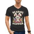 Reading Makes You Hoppier Bunny Book Fans Toddler Kid Men's V-Neck T-Shirt