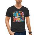 Reads Across Tee America Books Reader Reading Teacher Men's V-Neck T-Shirt