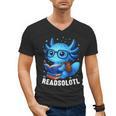 Readsolotl Blue Kawaii Axolotl Book Lover Reading Men's V-Neck T-Shirt